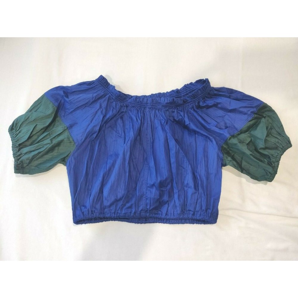 Sea New York Blue and Green Puffed Sleeves Top